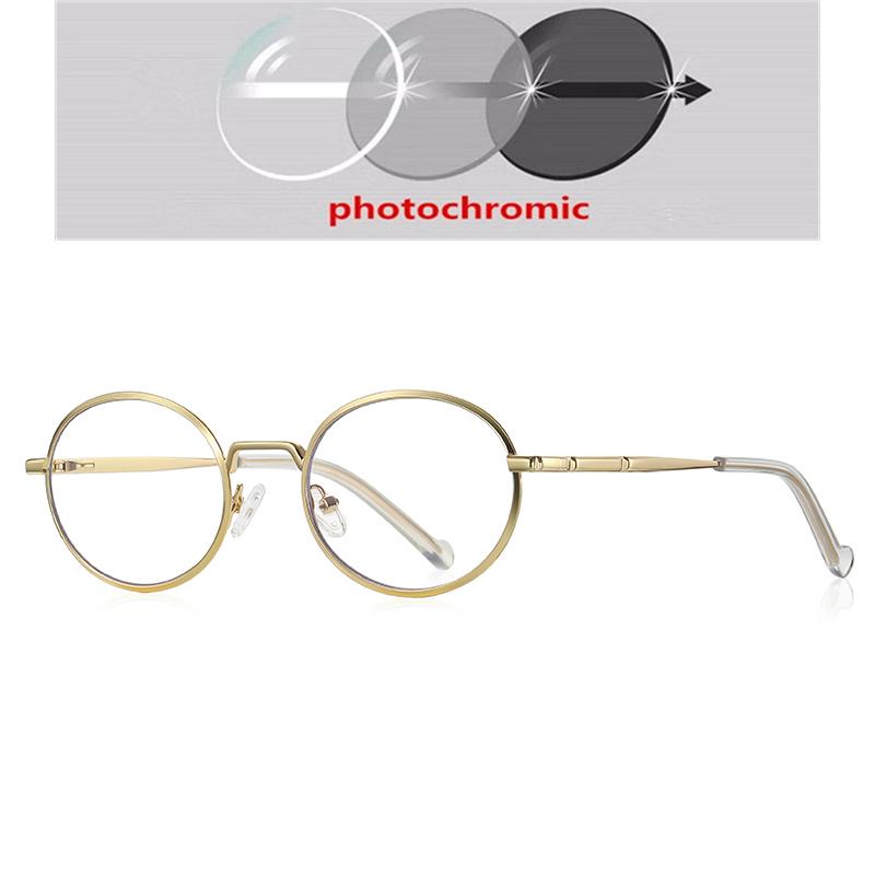 Small Frame Oval Nearsighted Glasses For Women Spring Leg Steampunk Student Myopia Photochromic Eyeglasses 0 -0.5 -0.75 To -6.0