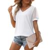 Summer Women's T-shirt Solid Color V-neck Simple Temperament Elegant Mesh Bubble Sleeve