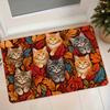 1pc American Retro Autumn Maple Cat Flannel Door Mat Entrance Hall Anti-Slip Foot Mat Kitchen Bedroom Water-Absorbing Carpet