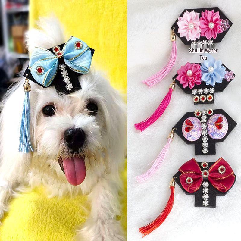 Handmade Plaid Frog Hair Clip for Pets - Suitable for Dogs like Yorkshire, Maltese, Shih Tzu