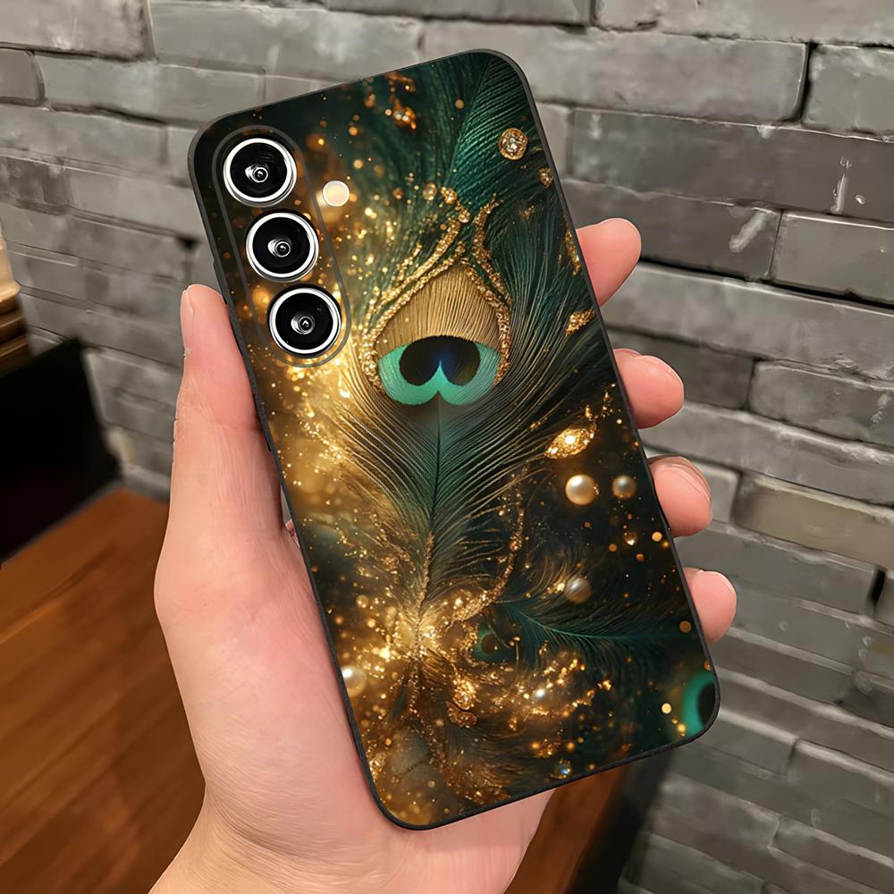 Чехол для телефона 'Перья павлина' для Samsung A25 A13 A33 5G A54 A36 A35 A56 A52 A14 Ударопрочный Мягкий чехол