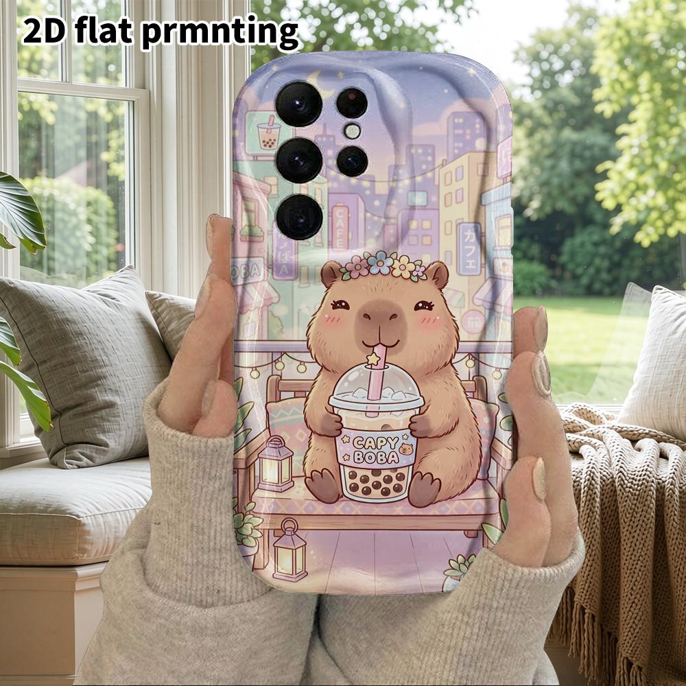 Чехол для телефона: 2D Плоский Защитный Чехол для Samsung Galaxy A34 A35 M05 M06 S20 S22 S21 FE Plus 5G, Стиль для Пары, Капибара с Молочным Чаем, Рождественский и Хэллоуинский Gi
