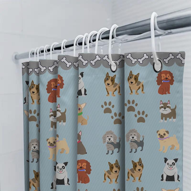 Украсьте свою ванную этими милыми шторками для душа с принтом собак
