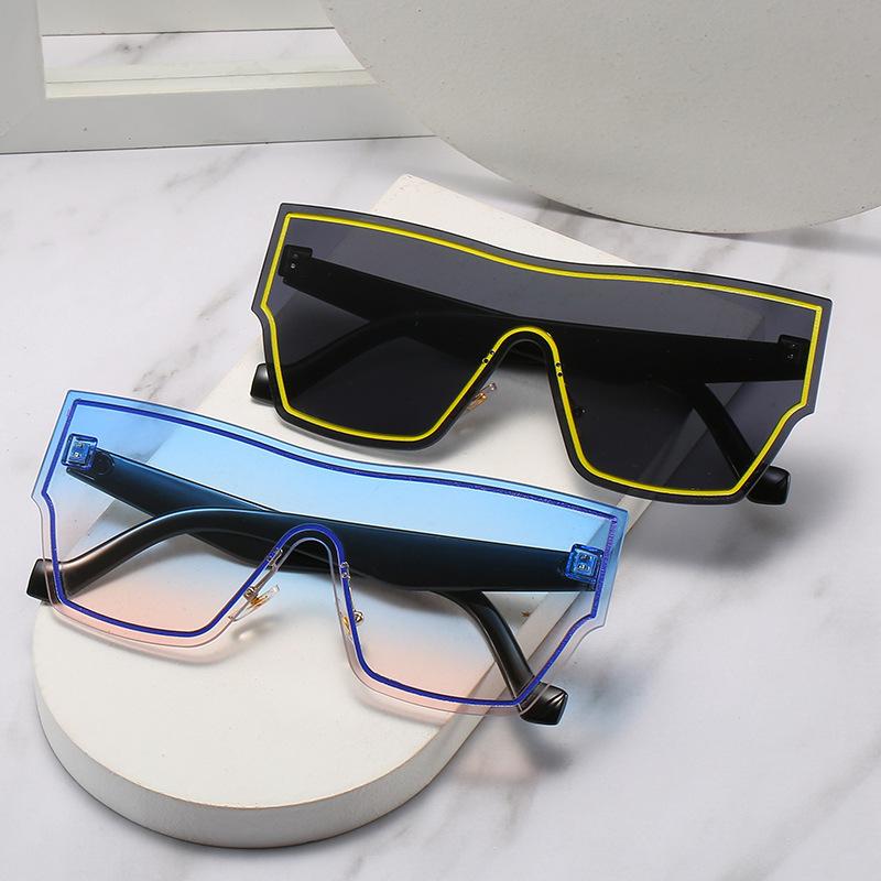 New integrated sunglasses, European and American trend large-frame one-piece color matching lens glasses, personalized sunglasses