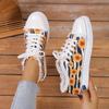 2024 Floral  Canvas Shoes  Women Large Size Flat Sneakers Female Lace-up Sports Shoes Casual Vulcanized Shoes