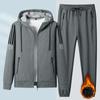 Men's Sets Jacket + Pant Warm Fur Winter Sweatshirt Cashmere Tracksuit Fleece Thick Casual Hoodies Set