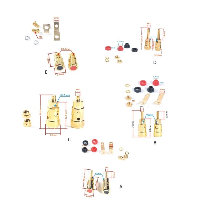 1 Pair Binding Post Connectors Grounding Column for Speakers Wire Connection Loudspeaker Cable Connectors Plugs