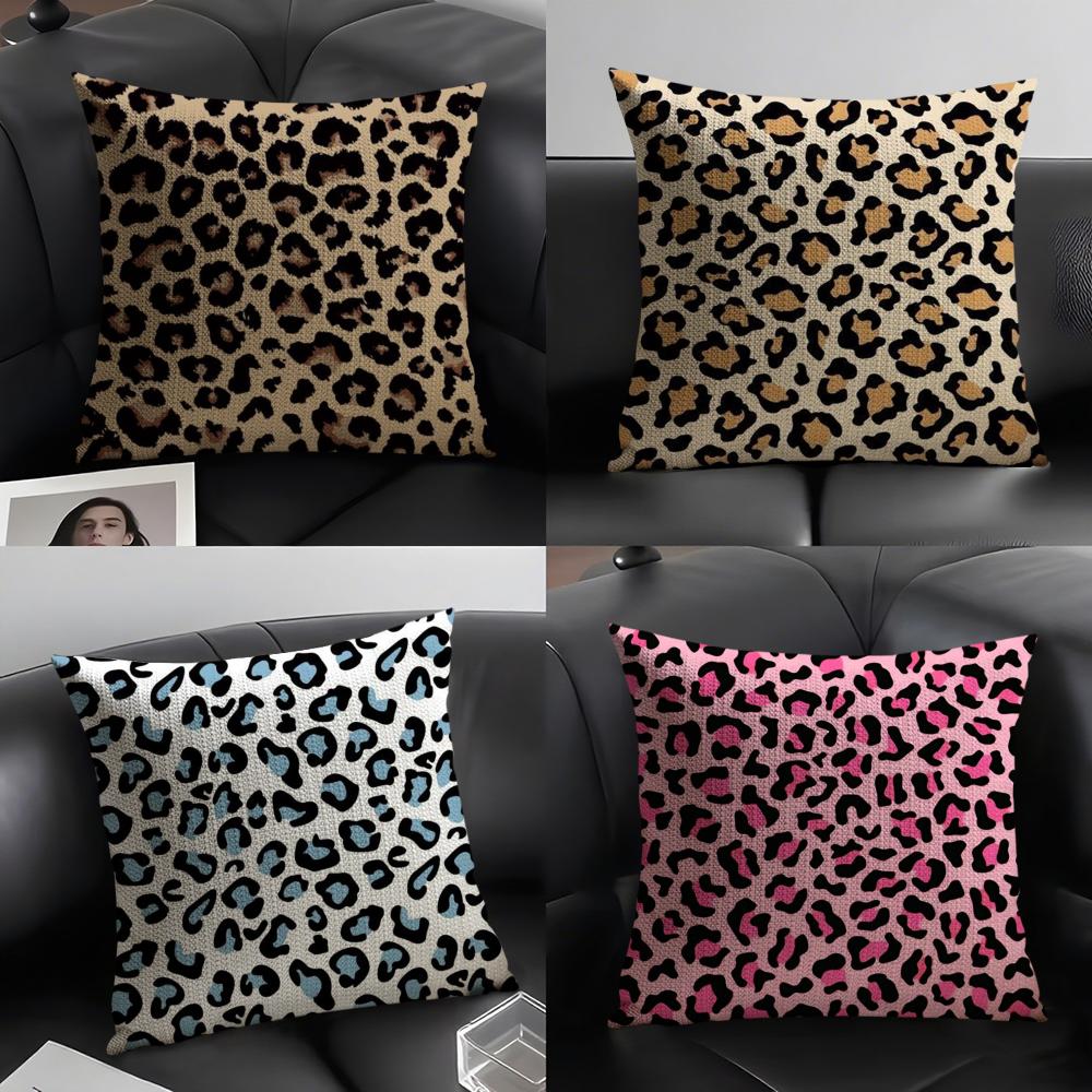 Модная Роскошная Наволочка с Леопардовым Принтом Натуральный Лен Органическая Ткань Двусторонняя Печать Диван Домашний Декор Подарок Наволочка