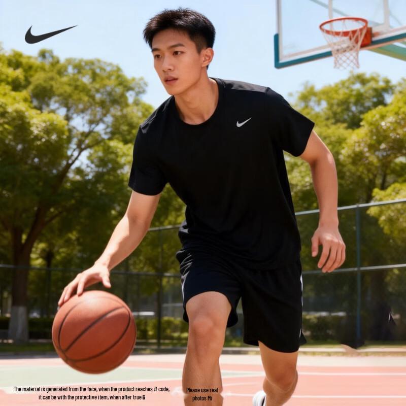 Nike Мужская спортивная футболка с коротким рукавом и круглым вырезом