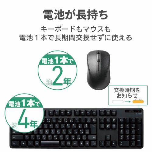 ELECOM Keyboard [Mouse Set] Wireless (Receiver Included) Membrane Full Keyboard Black TK-FDM106MBK