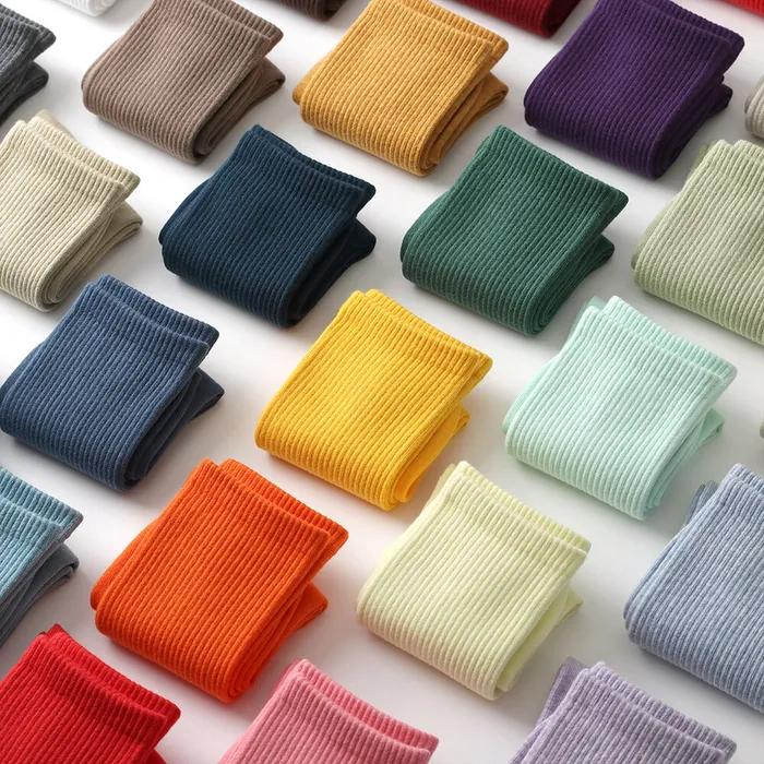 1390 Unisex Solid Crew Socks 5 Pairs (30 Colors)