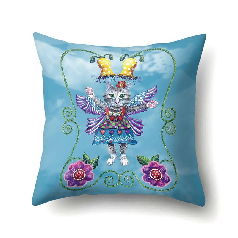 Полиэстеровая наволочка с мультяшным принтом животного, бархатная наволочка из персиковой кожи, наволочка на поясничную подушку, чехол для поясничной подушки для автомобиля