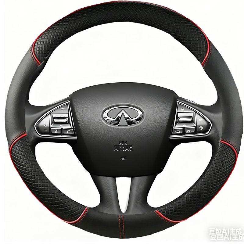 For Infiniti Q50 Q50L 2013-2017 QX50 2015-2017 Black Leather Braid Car Steering Wheel Cover