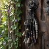 Exotic Bedroom Hanging Ornaments Witch Door Bell Decoration, Boho Sun Catchers, Retro Wind Chime, Pentagram Star Moon Handmade Feather Pendants