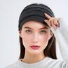 Riding Headgear Solid Color Adjustable Drawstring Windproof Winter Hat with Face Guard Elastic Fit Hat Cycling Accessory