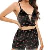Women's Summer Sleepwear Suit Vintage Floral Print Camisole and Shorts Comfy Nightwear Spaghetti Strap Pajamas Set