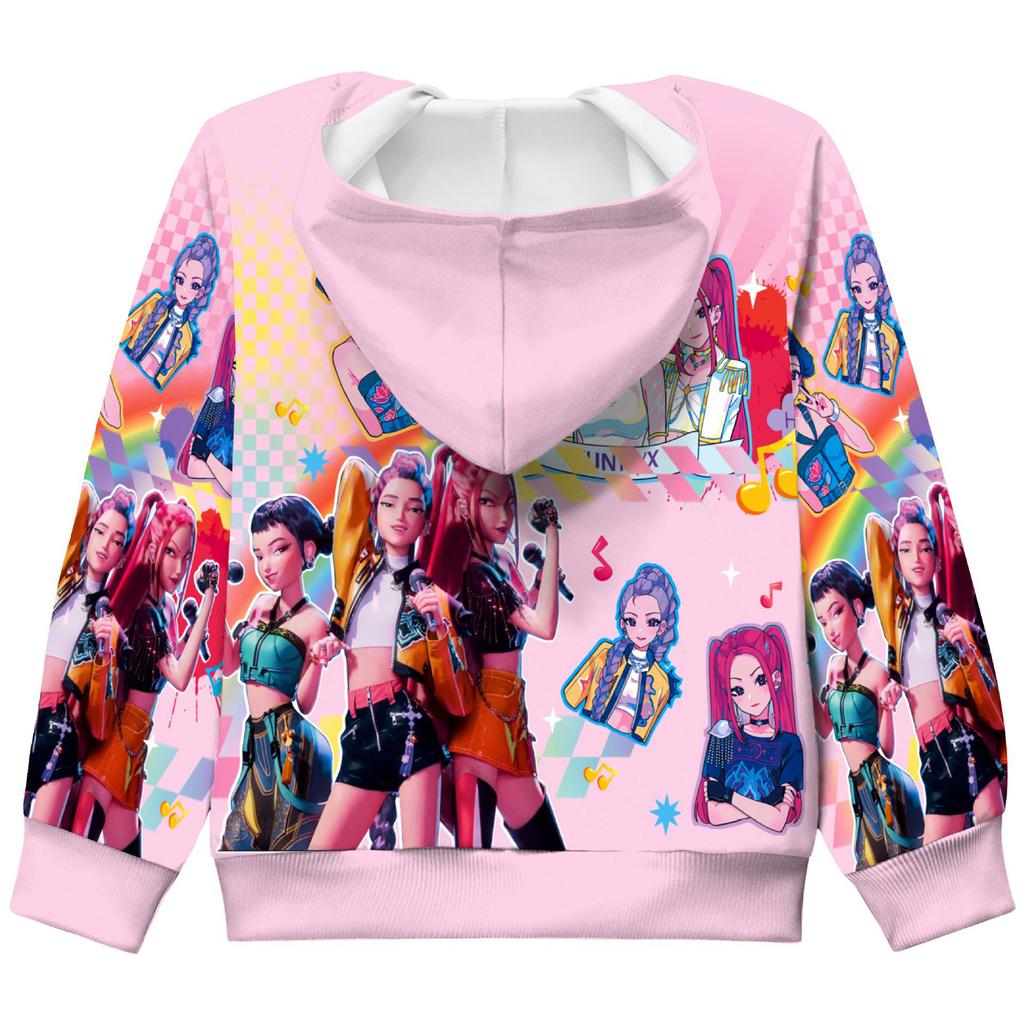Худи для девочек 3D Мультяшная куртка Толстовка Музыкальная на молнии с капюшоном с длинным рукавом Топы