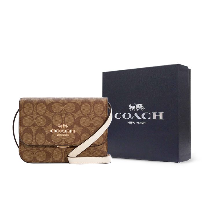 Coach Brynn 18 Classic Monogram Print Detachable Shoulder Strap Flap Canvas And Leather Crossbody Bag Small Women crossbody bag Brown C5592-IMDJ8