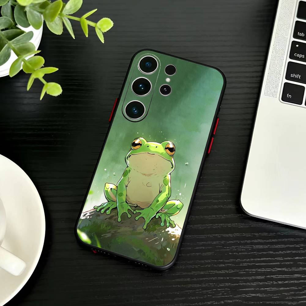 Милый Мультяшный Чехол-Лягушонок для Телефона Samsung S26, S25, S24, S23, S22, S21, S20, S30, Ultra, Plus, Fe, Note, 5G Черный Чехол