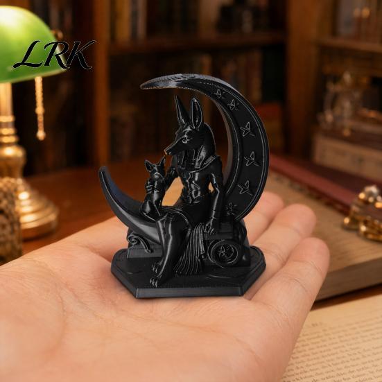 Уникальные Атмосферные Украшения 3D Печатная Фигурка Анубиса Луна, Статуэтка Древнеегипетской Мифологии, Черные Матовые Домашние Акценты Темный Стиль Волк Настольный