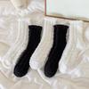 Women Socks Winter Fleece Fuzzy Socks Female Autumn Happy Funny Middle Thick Tube Warm Home Black White Floor Soft Sleep Sock