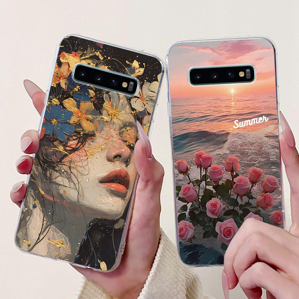 Чехол для Samsung S10 Plus SM-G975F Милый Кавайный Модный Цветочный Роскошный Крутой Расписной Мягкий Чехол для Телефона Samsung Galaxy S10+