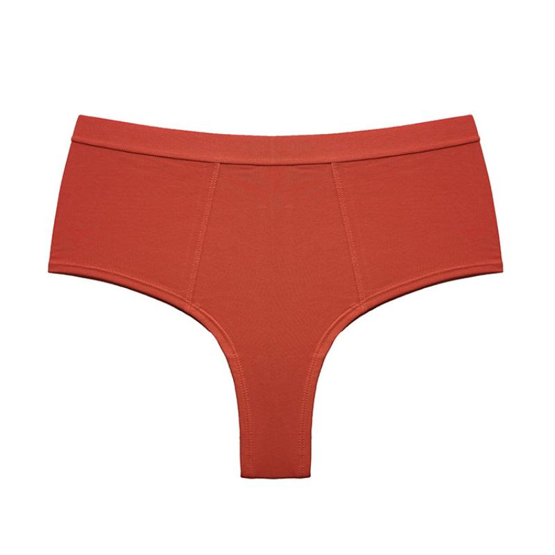 Pure Color Comfortable Cotton Simple Basic Women's Cotton Mid Waist Half Buttocks Large Briefs