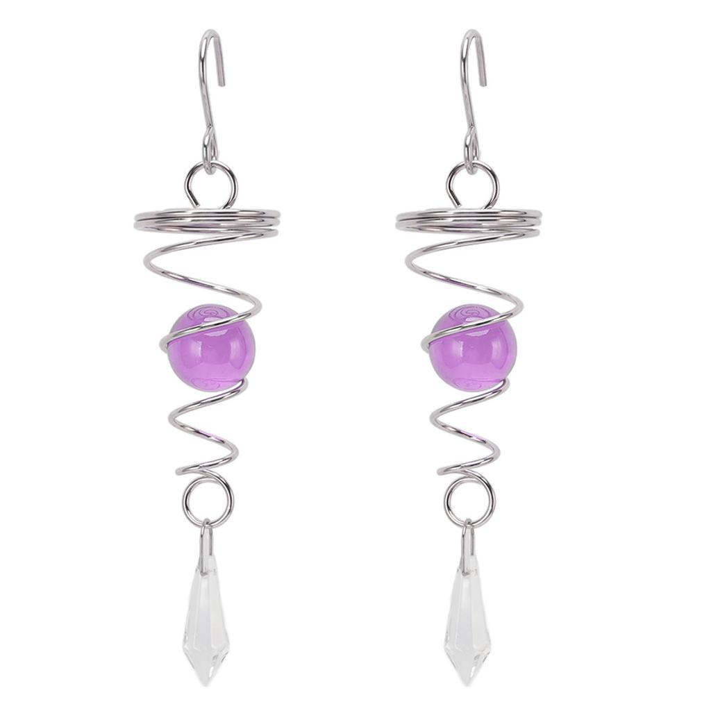 2Pcs Gazing Ball Spiral Tail Wind Spinner Stabilizer Stainless Steel Spiral Wind Chimes for Outside