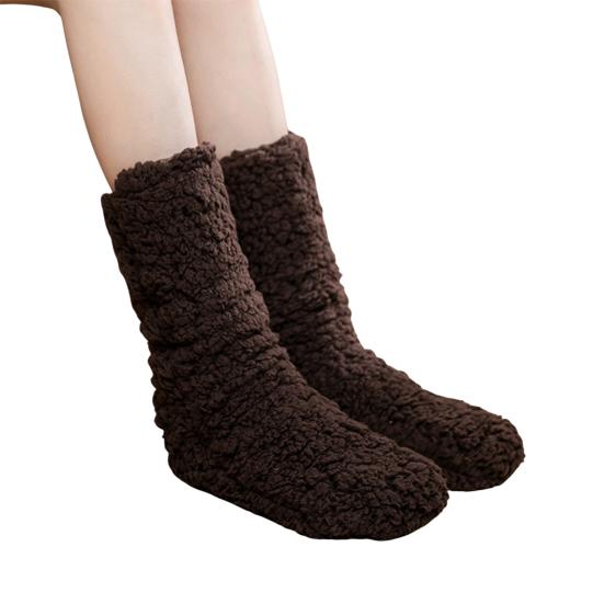 Warm Fluffy Socks Winter Thickened Fuzzy Socks with Elastic Cuffs Solid Color Cozy Sleeping Socks for Indoor Lounging Sleeping