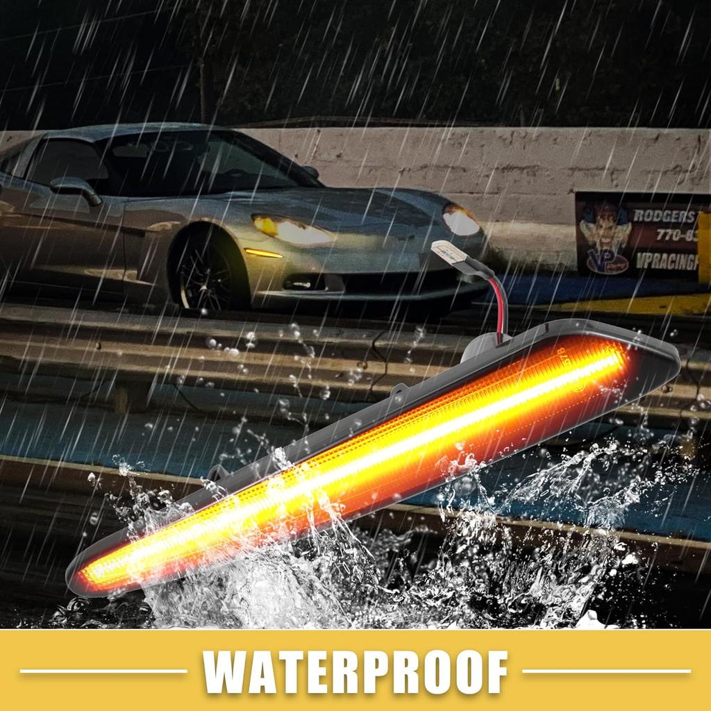 LED Side Marker Light 10440721 Front Rear Turn Signal Lights Fender Sidemarker Lamps for Chevy Corvette C6 Black Lens Amber Red LED Light 2 Pair