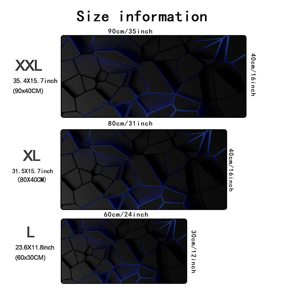 Geometric Pattern 3d Mouse Pad Computer Laptop Mouse Pad Office Large Gaming Mousepad Rubber Bottom Nonslip Desk Mat 900x400