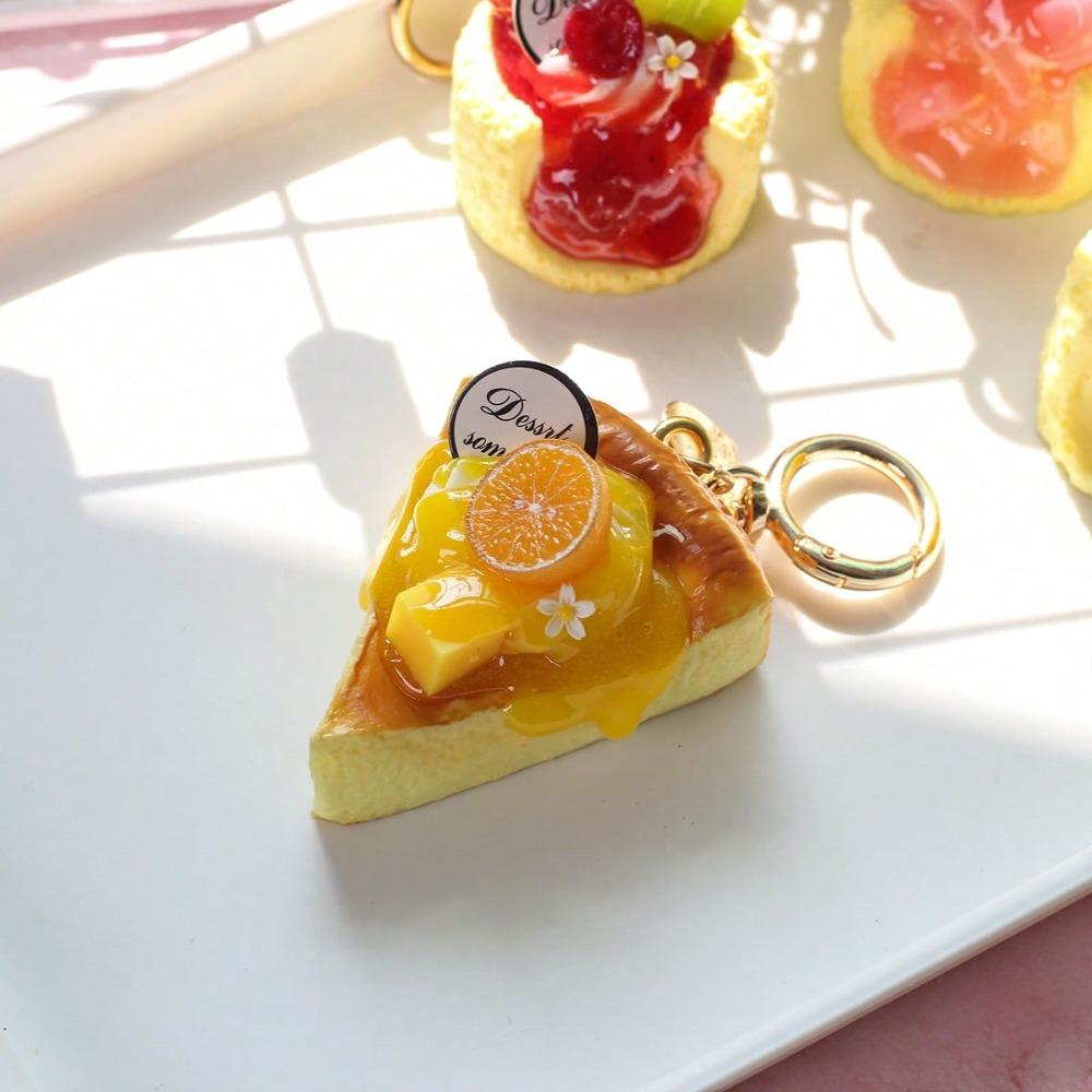 Slow Rebound Strawberry Mille-Crêpe Cake Keychain Simulation Food Shape Stress Toy Home Office