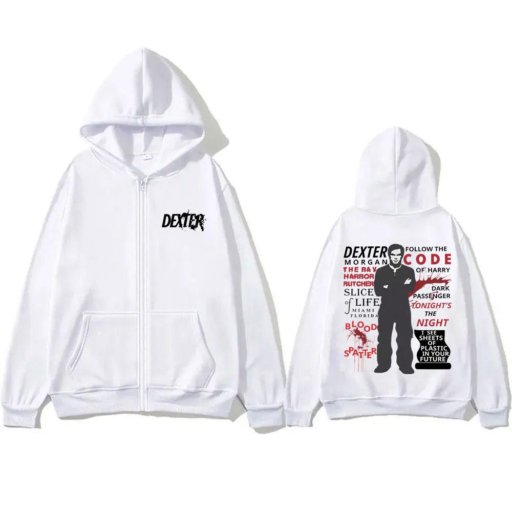 Худи на молнии TV Play Dexter Morgan для мужчин и женщин, винтажная флисовая хлопковая куртка-кофта на молнии, оверсайз худи на молнии