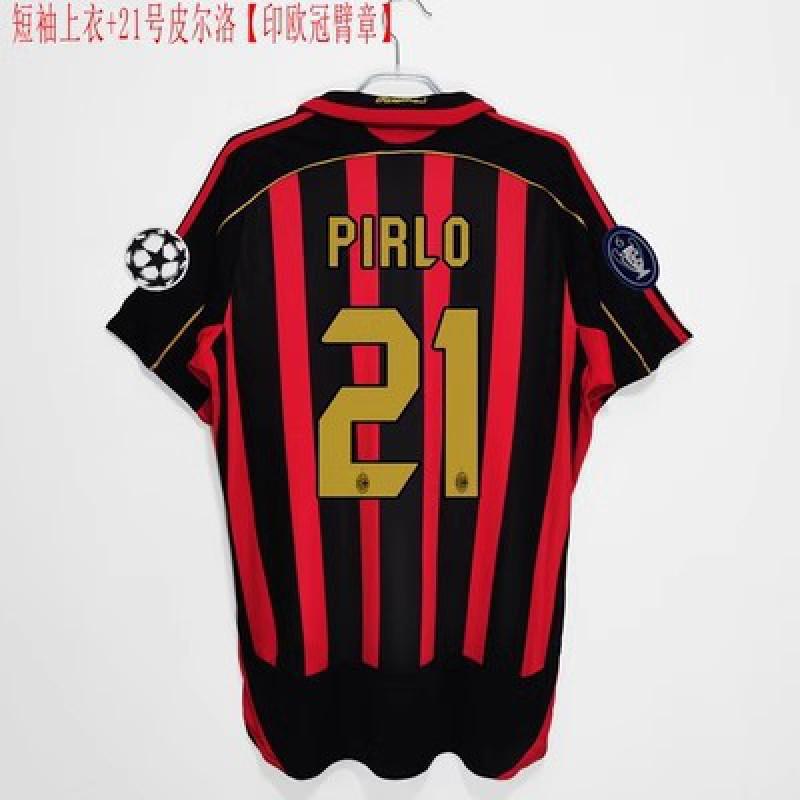 AC Milan 2006-07 Лига Чемпионов Домашняя футболка Пирло Кака 22 Короткий/Длинный рукав Ретро Футболка