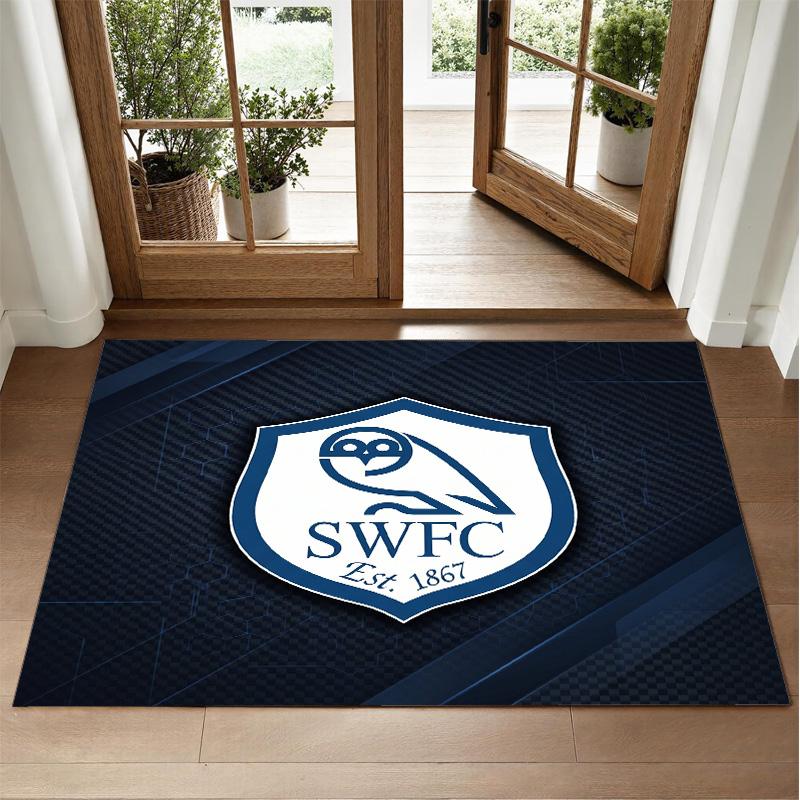 Sheffield Wednesday Design Crystal Velvet Rug Soft Decorative Mat for Bedroom Entrance