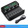 Eight-Slot USB LCD Universal Charger for AA/AAA/C/D Ni-MH Batteries with Type-C Charging