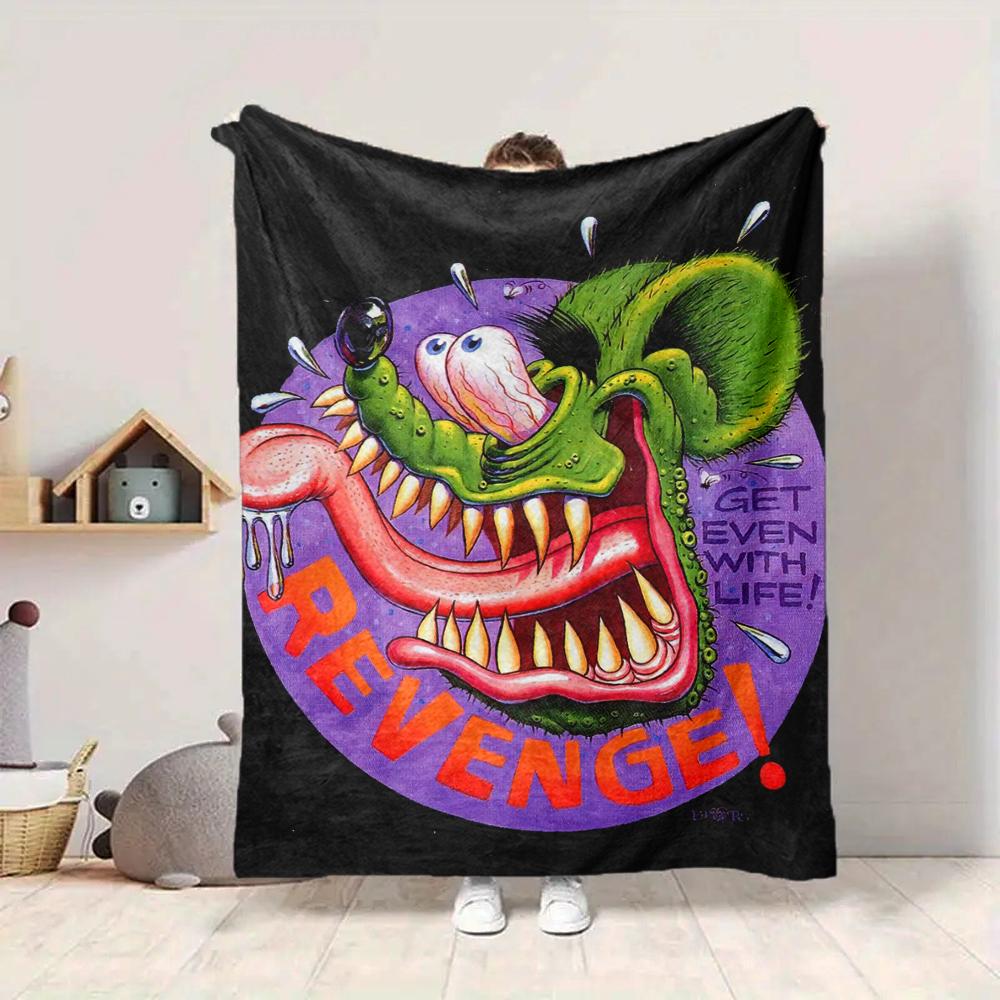 1Pc Revenge Alien Worm Flannel Blanket, Soft And Comfortable, Casual Warm, Camping Travel, Christmas, Halloween Xmas Gift L1400