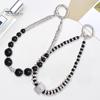 Mobile Phone Wrist Strap Beaded Faux Pearl Charm Anti-Theft Phone Lanyard Fashionable Hands-Free Bracelet Rhinestone Phone Strap