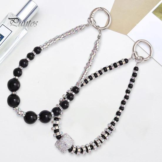 Mobile Phone Wrist Strap Beaded Faux Pearl Charm Anti-Theft Phone Lanyard Fashionable Hands-Free Bracelet Rhinestone Phone Strap
