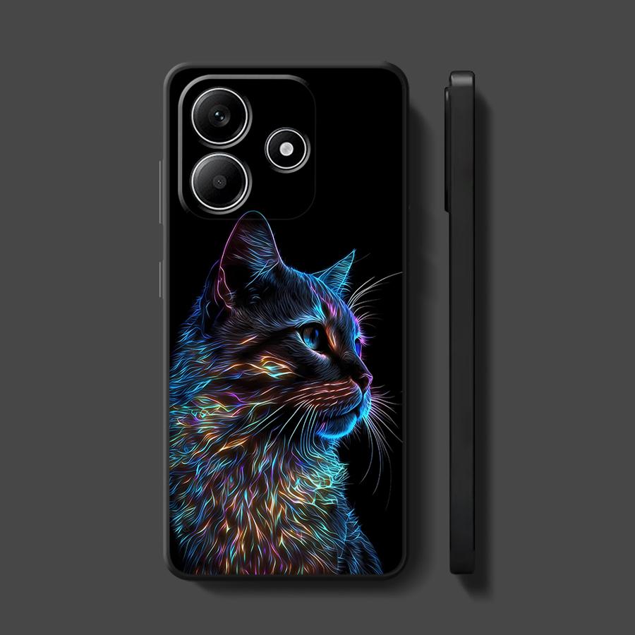 Мягкий чехол для телефона для Xiaomi Redmi Note 11s 12Pro 13Pro 12 12s 11Pro 9T 13 10 8t 9s 11 14 Pro+ 10s 10Pro Неонового цвета с кошкой