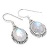 Natural Rainbow Moonstone Gemstone 925 Solid Sterling Silver Earring 1.25" F0M14