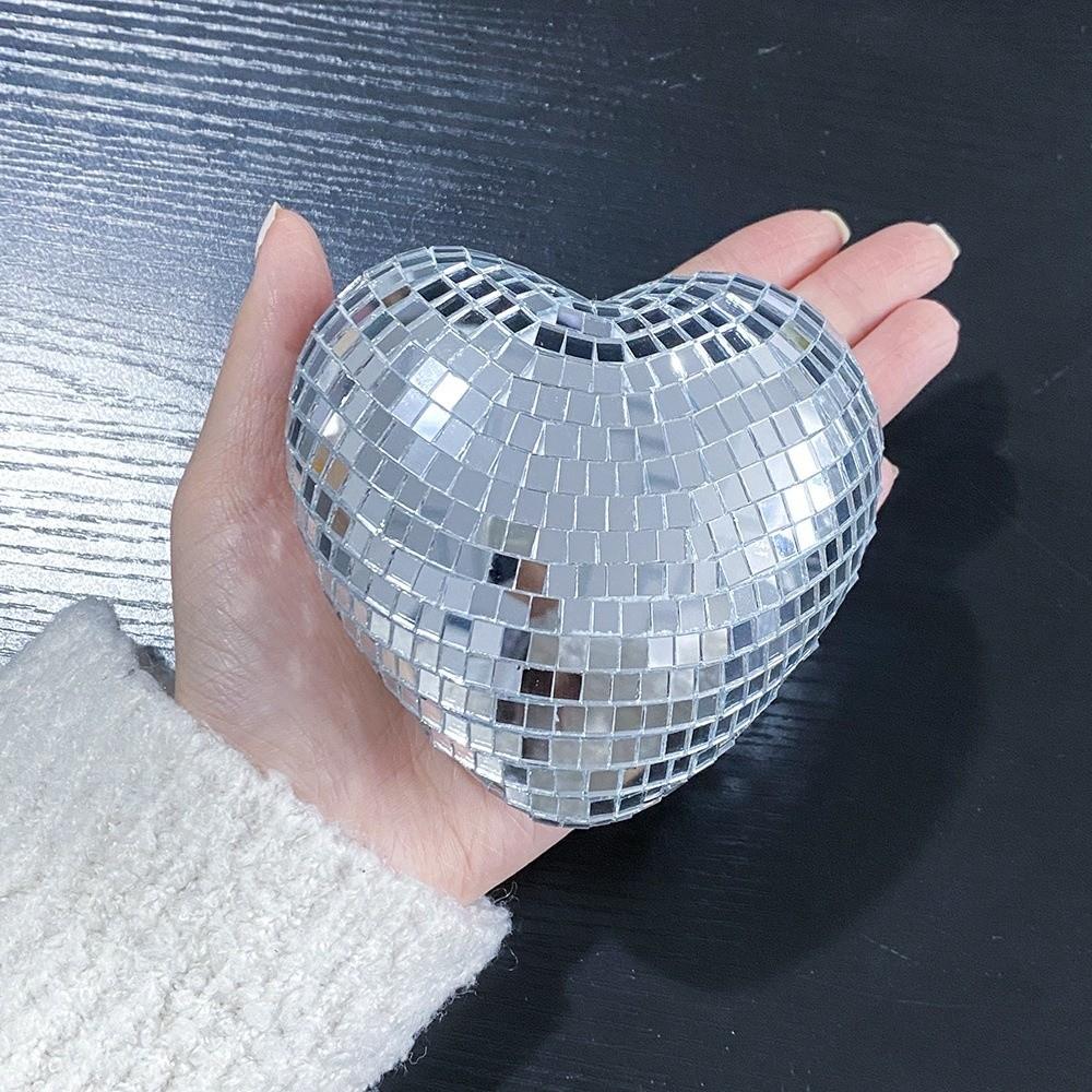 Lightweight Disco Ball Decorations Heart-Shaped Christmas Party Decorations Keys Chain