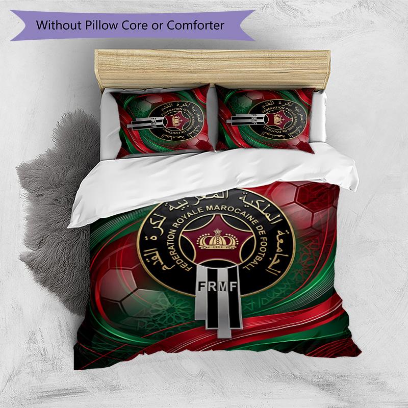 Morocco Football Printed Bedding 3 Piece Set Cozy Breathable Bed Cover Set as Housewarming Holiday Gift