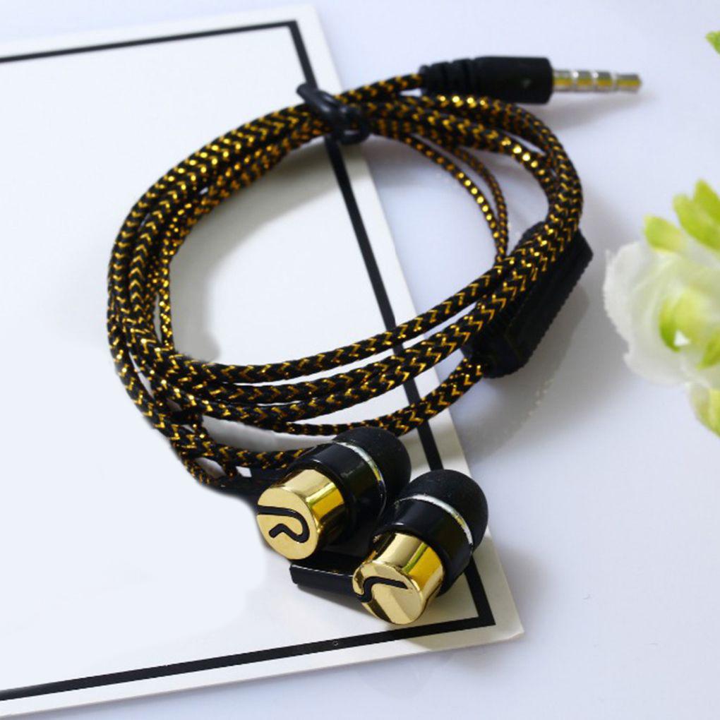 3,5 мм Микрофон с тяжелыми басами Силиконовый плетеный морозостойкий кабель Наушник-вкладыш Внутриканальные наушники