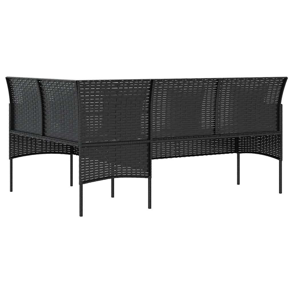 5 Piece L Shaped Sofa Set with Cushions Poly Rattan Black