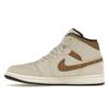 Air Jordan 1 Mid SE Brown Elephant Men Sneakers Light-Orewood-Brown Metallic-Gold White DZ4129-102