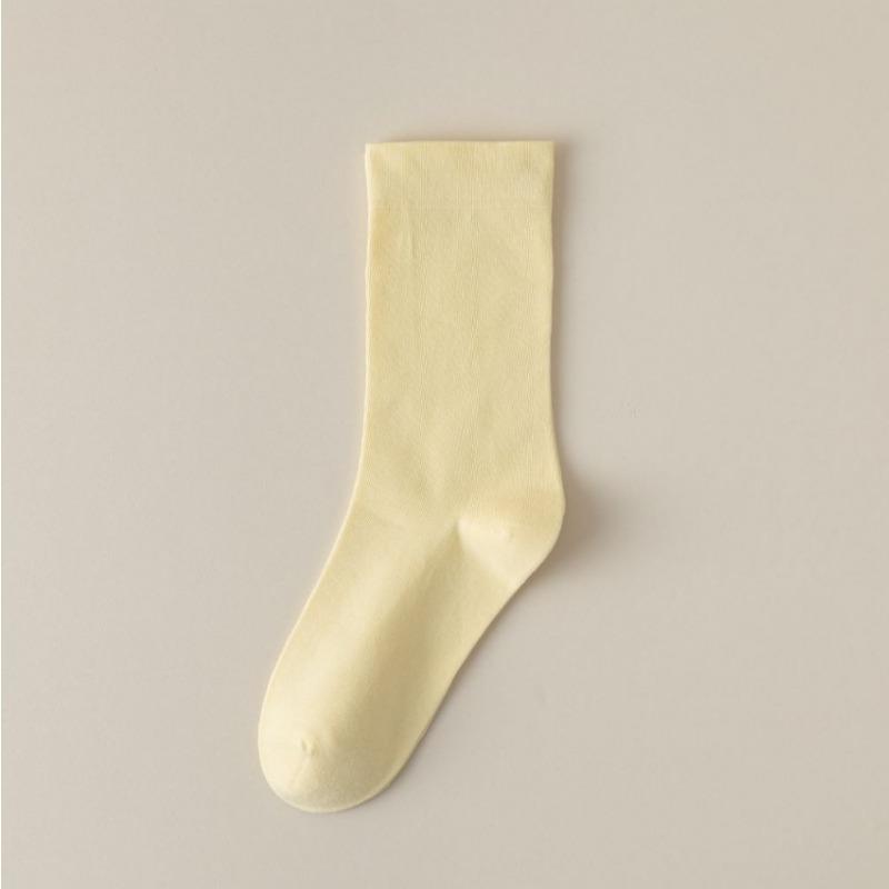 5 пар однотонных хлопковых носков средней длины, трикотажные свободные длинные мягкие повседневные носки на весну и осень, черные, белые, дышащие женские носки