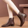 New Fashion Pointed Thick Heel Short Boots Women's Low Heel Belt Buckle Fashion Boots