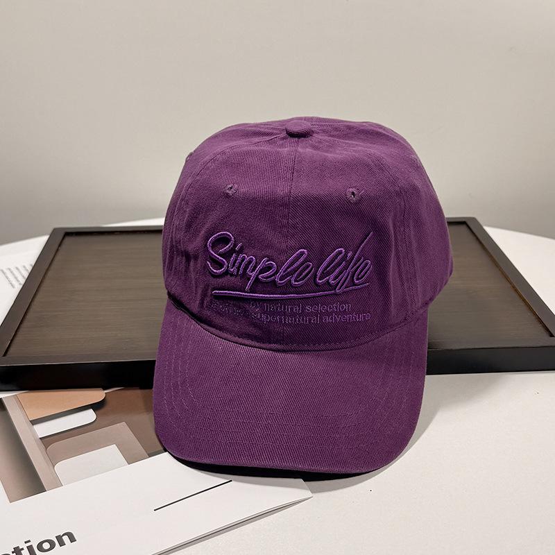 American retro three-dimensional letter embroidered baseball cap female street versatile showing face small soft top blue cap male trend