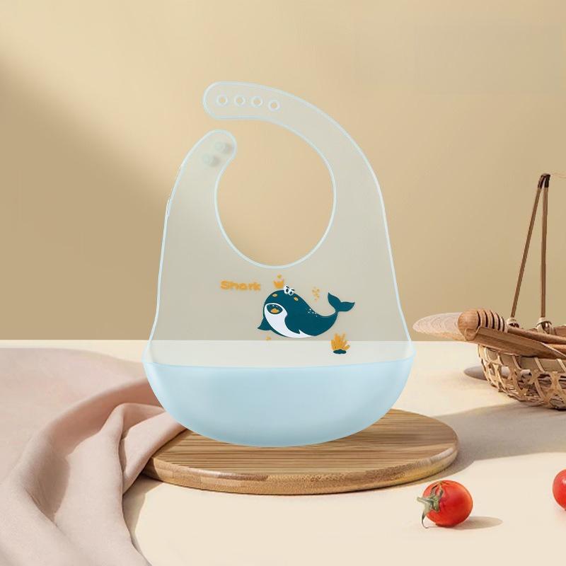 Waterproof Baby Bibs Baby Stuff Cute Cartoon Animal Printed Kids Bib Girl Boy Adjustable Soft Silicone Bib Baby Feeding Stuff